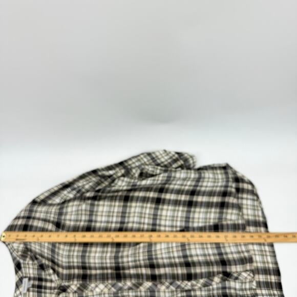 AVENUE Womens Flannel Plaid Button Up Shirt Size 30 Roll Tab Pin Tuck V-Neck - Picture 8 of 10